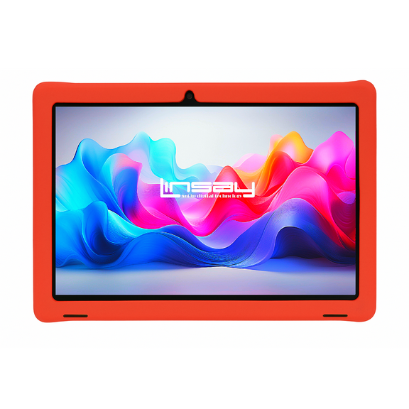 LINSAY 10.1 Octa Core 4GB RAM 128GB Android 15 Wi-Fi Tablet with Red Kids Defender Case