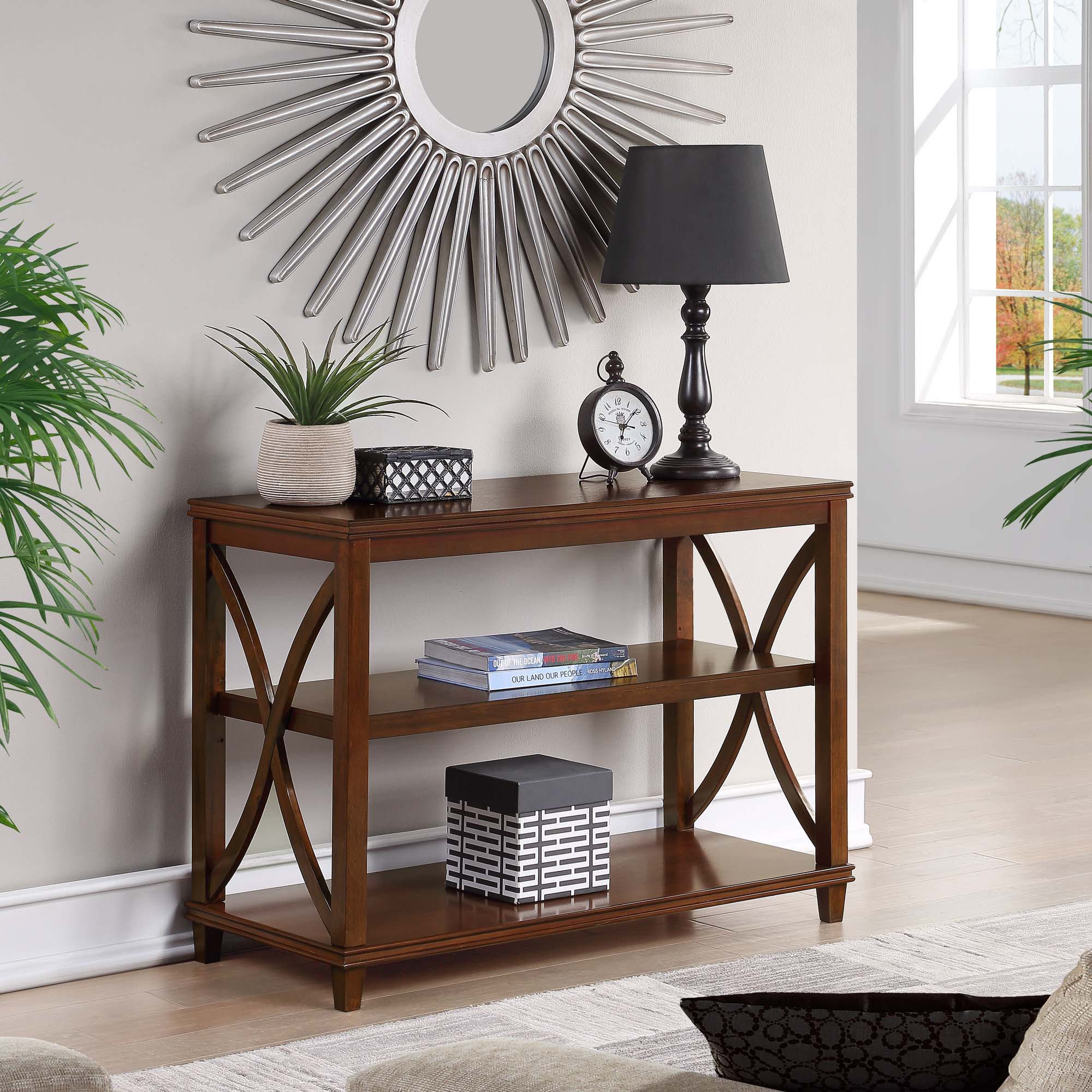 Convenience Concepts Florence Console Table with Shelves, Espresso