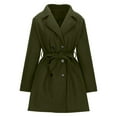 thumbnail image 5 of Olyvenn Trench Coat for Women Double-Breasted Long Winter Faux Wool Coat, Trendy Plus Size Warm Trench Coat Green XL, 5 of 5