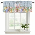 thumbnail image 2 of Easter Valances for Windows, Decorative Rod Pocket Window Valance Curtains, Spring Eggs Rabbit Ear Flowers Wooden Grain Short Curtain Drapes for Kitchen/Bathroom/Living Room, 2 Panels, 42" W x 12" L, 2 of 8