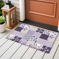 thumbnail image 4 of Rectangle Area Rugs 2 x 3 Ft, Spring Floral Non-Slip Residential Carpet, Dark Purple Flowers Patchwork Grid Bohemia Indoor Crawling Mats Runner Rugs for Living Room/Dining Room/Bedroom, 4 of 8