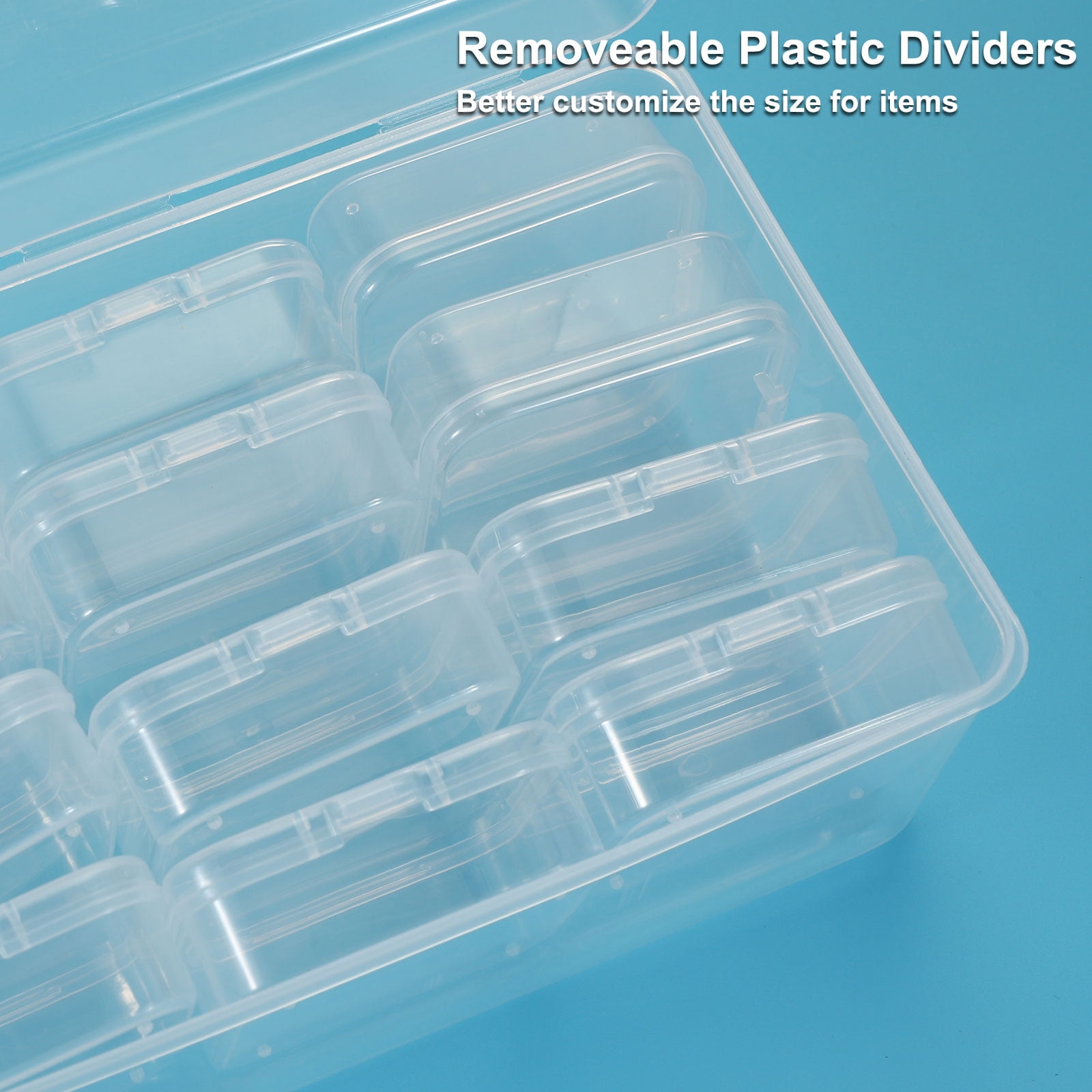 2 Pcs 7x4.3x2.8 Inch Nail Charm Organizer Craft Storage Box Tools Transparent