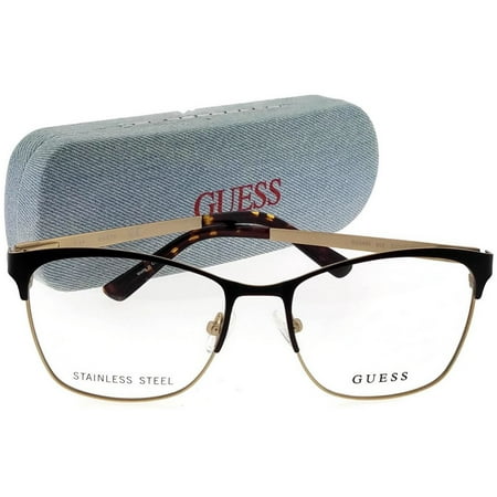 Guess GU2498-005-53 Square Unisex Brown Frame Clear Lens Genuine Eyeglasses NWT