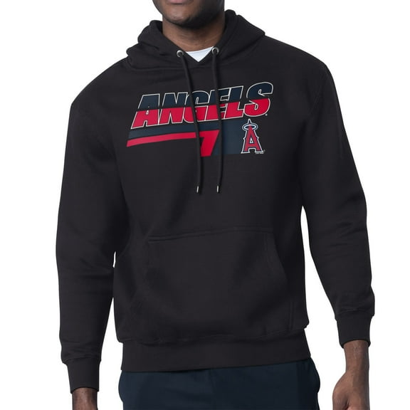 Men's Starter Black Los Angeles Angels Logo Push Graphic Hoodie