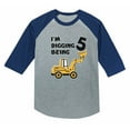 thumbnail image 1 of 5th Birthday Gift Construction Party 3/4 Sleeve Baseball Jersey Toddler Shirt 5/6 Blue, 1 of 6