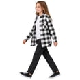 thumbnail image 3 of Girls Plaid Shirt Jacket Long Sleeve Button-Down Flannel Shacket Casual Lapel Checkered Outerwear With Chest Pocket (Black), 3 of 5