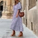 thumbnail image 1 of Vestido Largo Vestido informal para mujer Vestido largo con cordón Estilo bohemio Estampado floral Traje diario Cgtredaw Púrpura M para Mujer, 1 of 1
