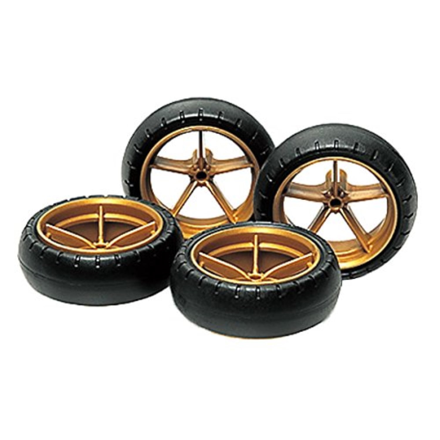 Large Dia Narrow Lightweight Wheels (w/Arched Tires) Mini 4WD Grade Up Parts Series by Tamiya