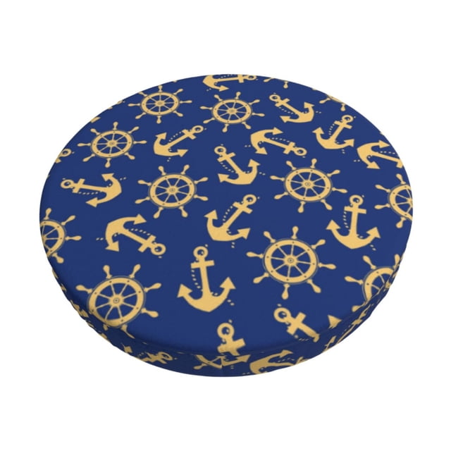Balery Anchors and Nautical Fundas de asiento para taburete de bar redondo de tela de terciopelo ajustables que protegen de arañazos y manchas para sillas de 14 a 17 pulgadas.-12 inch