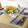 thumbnail image 4 of Ambesonne Tropical Place Mats Set of 4, Horizon Sky Beach View, Standard Size, Royal Blue Marigold, 4 of 6