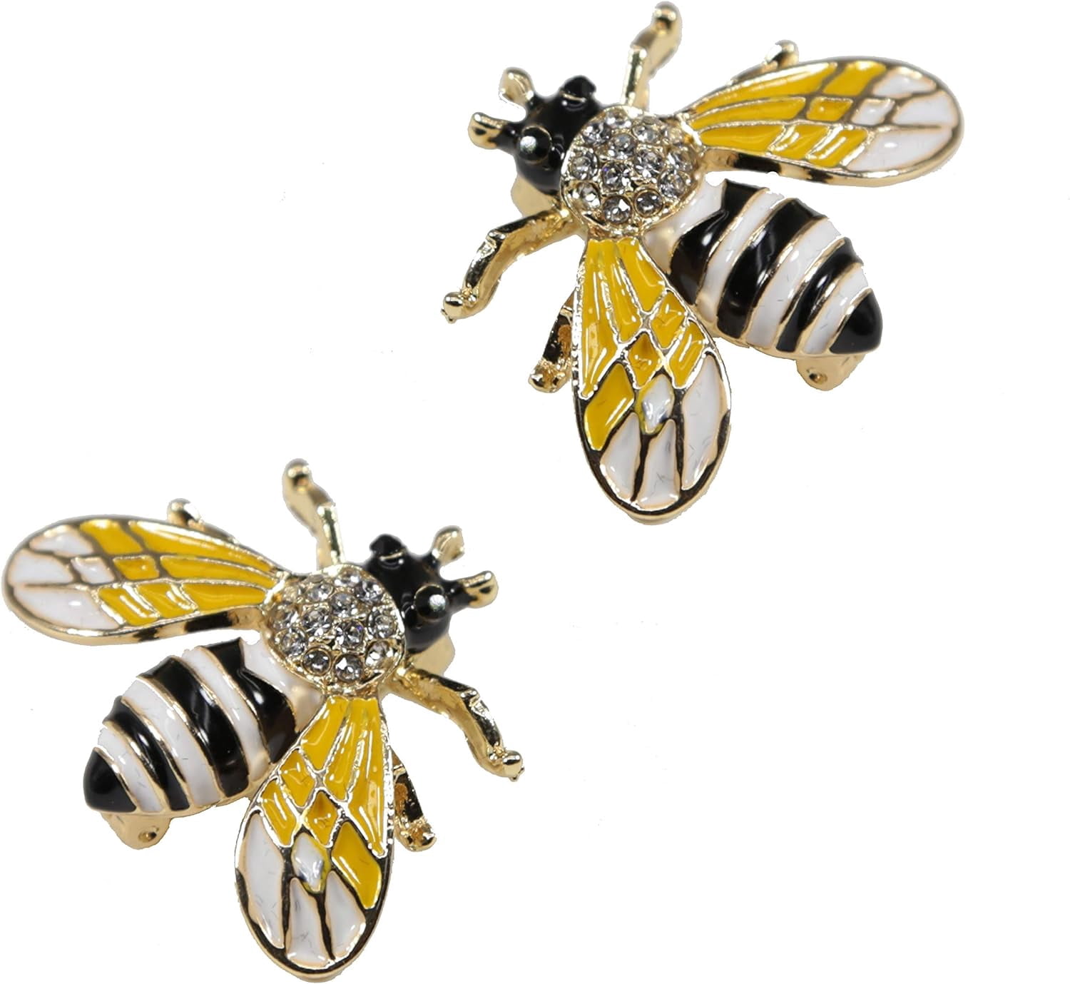 2Pcs Honey Bee Brooches For Women - Colorful Gold Tone Alloy Bee Pins, Fashion Jewelry For Blouses & Hats