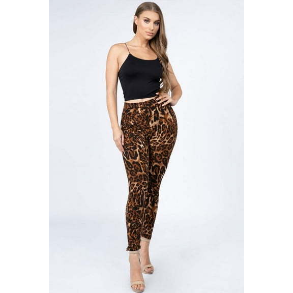 K-Cliffs One Size Women's Classic Animal Leopard Print Peach Skin Leggings