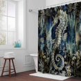 thumbnail image 5 of Ombre Seahorse Leaves Fabric Shower Curtain Gradient Ocean Nautical Washable Shower Curtains for Bathroom, Waterproof Bath Curtain with Hooks Home Decor 72x84in, 5 of 8