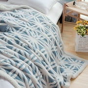 LOMAO Sherpa Fleece Blanket Soft Plush Throw Blanket Dual Sided Cozy Blankets for Bed Couch Sofa(Light Blue,51x63)