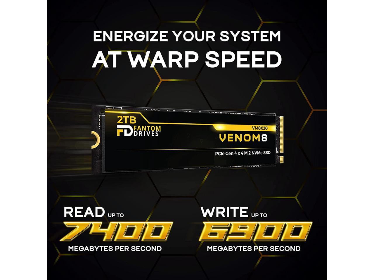 Fantom Drive - VENOM8 2TB NVMe Gen 4 M.2 内蔵SSD - PS5メモリアップグレード 3D NAND TLC 7400MB/s ソリッドステートドライブ ヒートシンク付き (VM8X20-PS5) Fantom Drives - Venom8 2tb Nvme Gen 4 M.2 Ssd Interno - Ps5