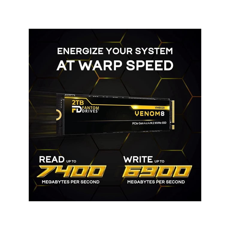 Fantom Drives VENOM8 2TB NVMe Gen 4 M.2 SSD - 7400MB/s, PS5 & PC