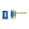 thumbnail image 5 of 14K Yellow Gold 7X5mm Emerald Cut Blue Topaz Stud Earrings, 5 of 7