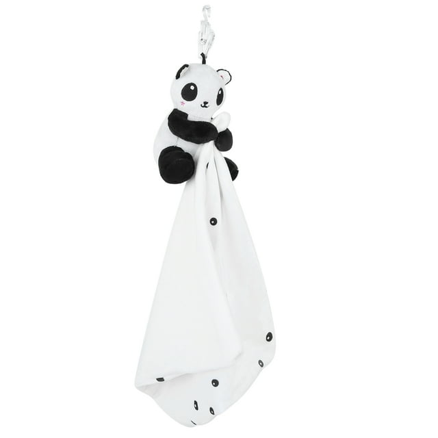 Toalla de dibujos animados para bebé, juguete de peluche colgante para recién nacido, toalla relajante para bebé, oso blanco y negro
