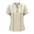 thumbnail image 7 of TGSLY Women's Henley Shirts Half Lightweight Button Down Solid Color Golf Tee Tops Dressy Short Sleeve Blouses with Contrast Stitch Trim XXL, 7 of 7