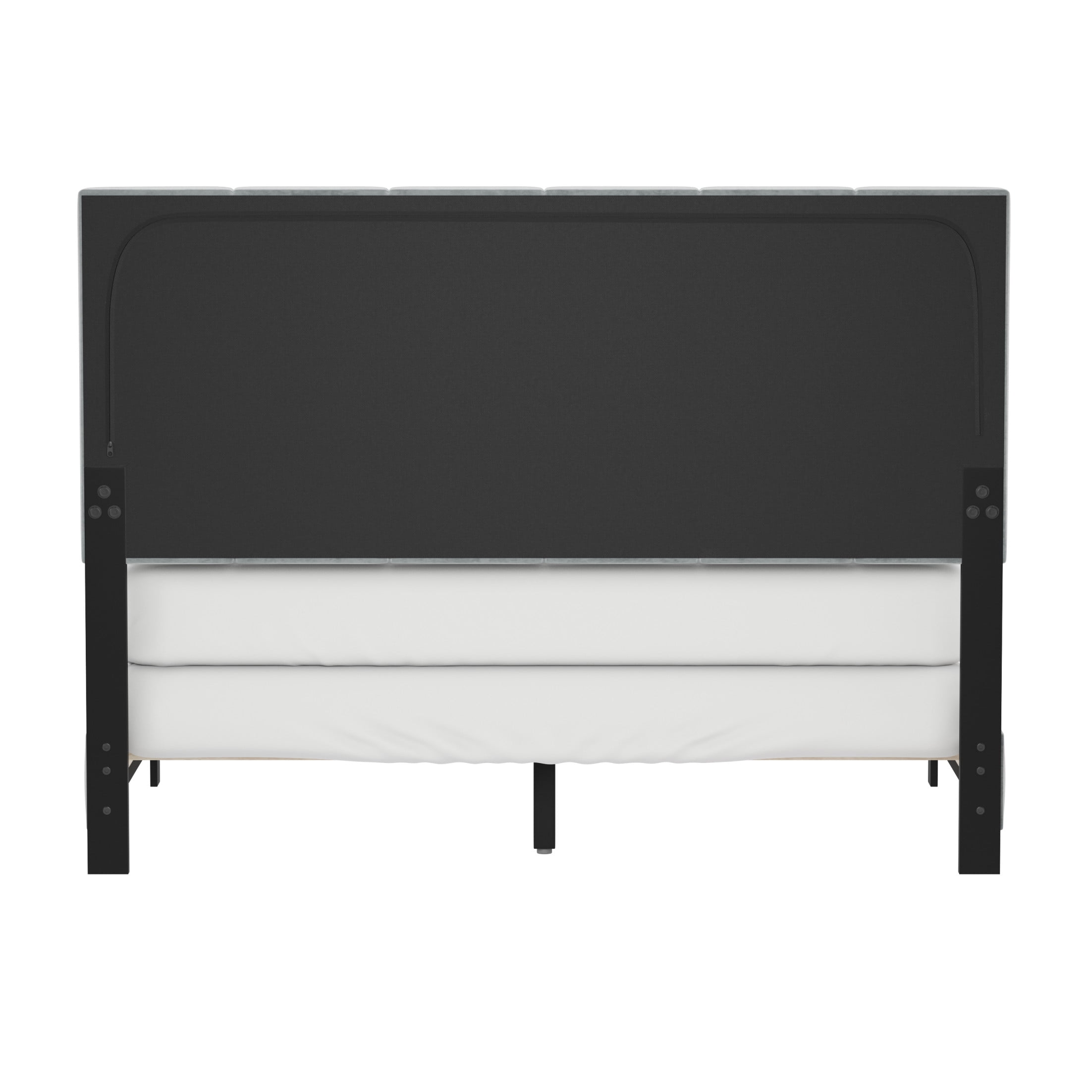 Reece Channel Stitched Upholstered Full Bed, Platinum, by Hillsdale Living Essentials