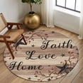 thumbnail image 2 of Round Area Rug 6 Ft, Farmhouse Star Brown Washable Non-Slip Circle Carpet for Living Room/Bedroom, Retro Branches Berry Wooden Grain Low-Profile Indoor Mats Collection Rugs for Residential, 2 of 8