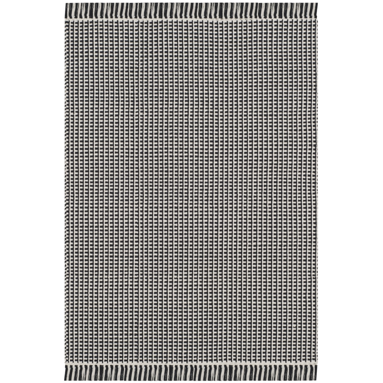 SAFAVIEH Montauk Patton Geometric Cotton Area Rug, Ivory/Black, 6' x 6' Square