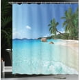 thumbnail image 4 of Ambesonne Travel Shower Curtain, Anse Lazio Beach Surf, 69"Wx70"L, Turquoise Blue Green, 4 of 5