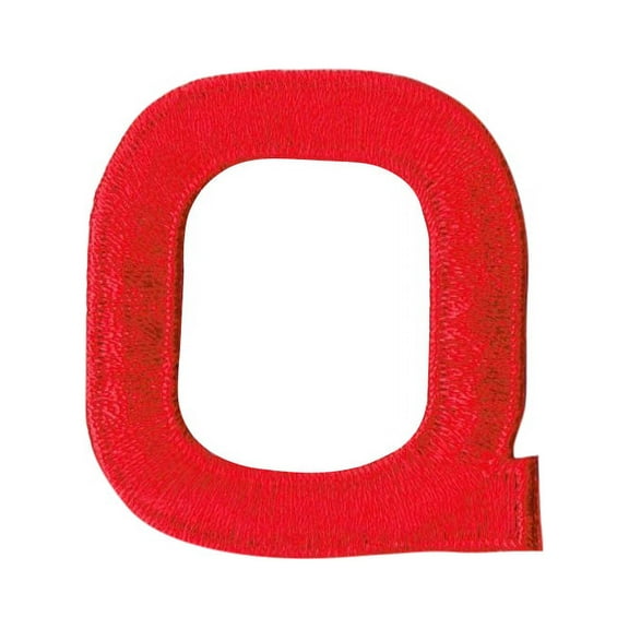 Alphabet Letter - Q - Color Red - 2" Block Style - Iron On Embroidered Applique Patch