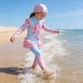 thumbnail image 3 of Tiijoy Girl's Long Sleeve Rashguard Swimsuit Pants Swim Cap Bathing Suits, 3-Piece, Sizes 2-12, 3 of 8
