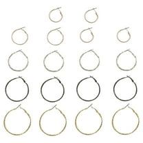 Mixed Plate Textured Hoop Earrings