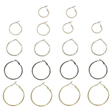 Mixed Plate Textured Hoop Earrings