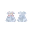 thumbnail image 2 of BemeyourBBs Toddler Baby Girl Back to School Dress Kids Kindergarten Outfits Little Baby Girl Gingham Plaid Summer Dress Puff Short Sleeve Letters Embroidered Doll Collar Casual A Line Dress, 2 of 9