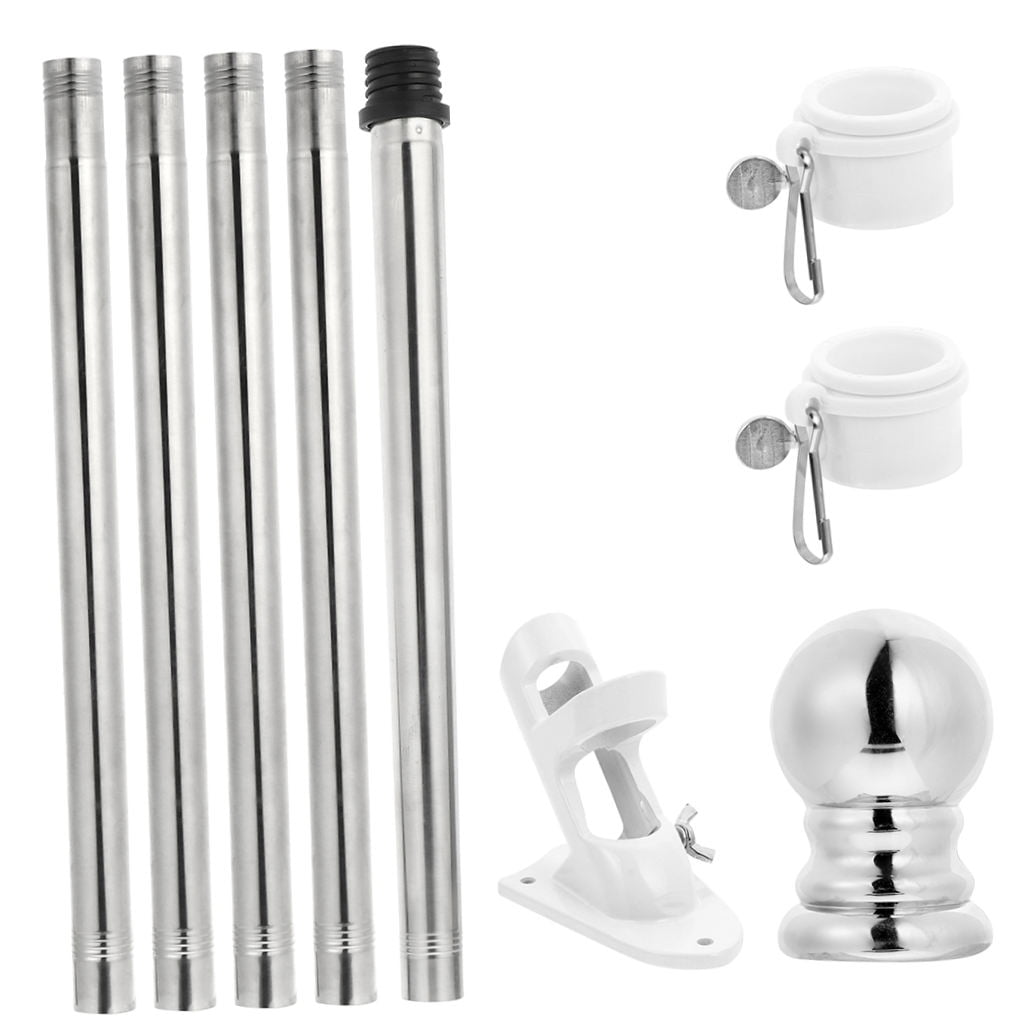 YOSADIER Five-section Stainless Steel Flagpole Set Silver 1 Set For Wall