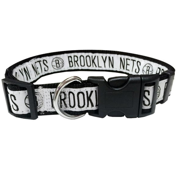 NBA 305-12 Brooklyn Nets Nylon Pet (Dog) Collar - Size Small