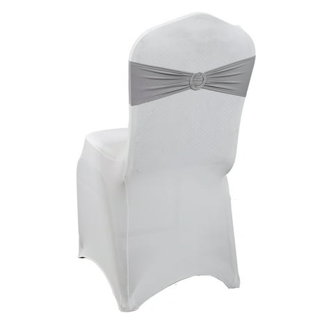 

MDS Pack of 50 Spandex Chair Sashes Bow Ties With Buckle for Wedding - Silver gray