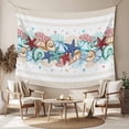 thumbnail image 2 of Blue Starfish Beach Large Tapestry for Bedroom Wall Hanging Tapestry,Summer Coral Conch Coastal Retro Beige Ceiling Backdrop Tapestries Poster Blanket Wall Decor for Teens Room Living Room 86" x 104", 2 of 8