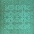 thumbnail image 1 of Ahgly Company Indoor Square Oriental Turquoise Blue Traditional Area Rugs, 4' Square, 1 of 4