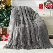 Anjee Sherpa Fleece 15 lbs Weighted Blanket for Adult, Ultra Fuzzy Heavy Blanket Suitable for Bed & Couch, 60" x 80" Gray