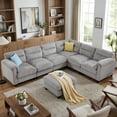 thumbnail image 5 of Bonzy Home Modular Plush Convertible Sectional Sofa with Ottoman, Gray, 5 of 9