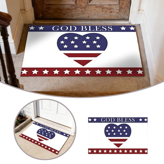 4th of July Door Mat Outdoor 250 Anniversary Red White Blue Welcome Rug Patriotic Mat Non- Independence Day Freedom Memorial Day Indoor Entrance Outside Porch Front Decor