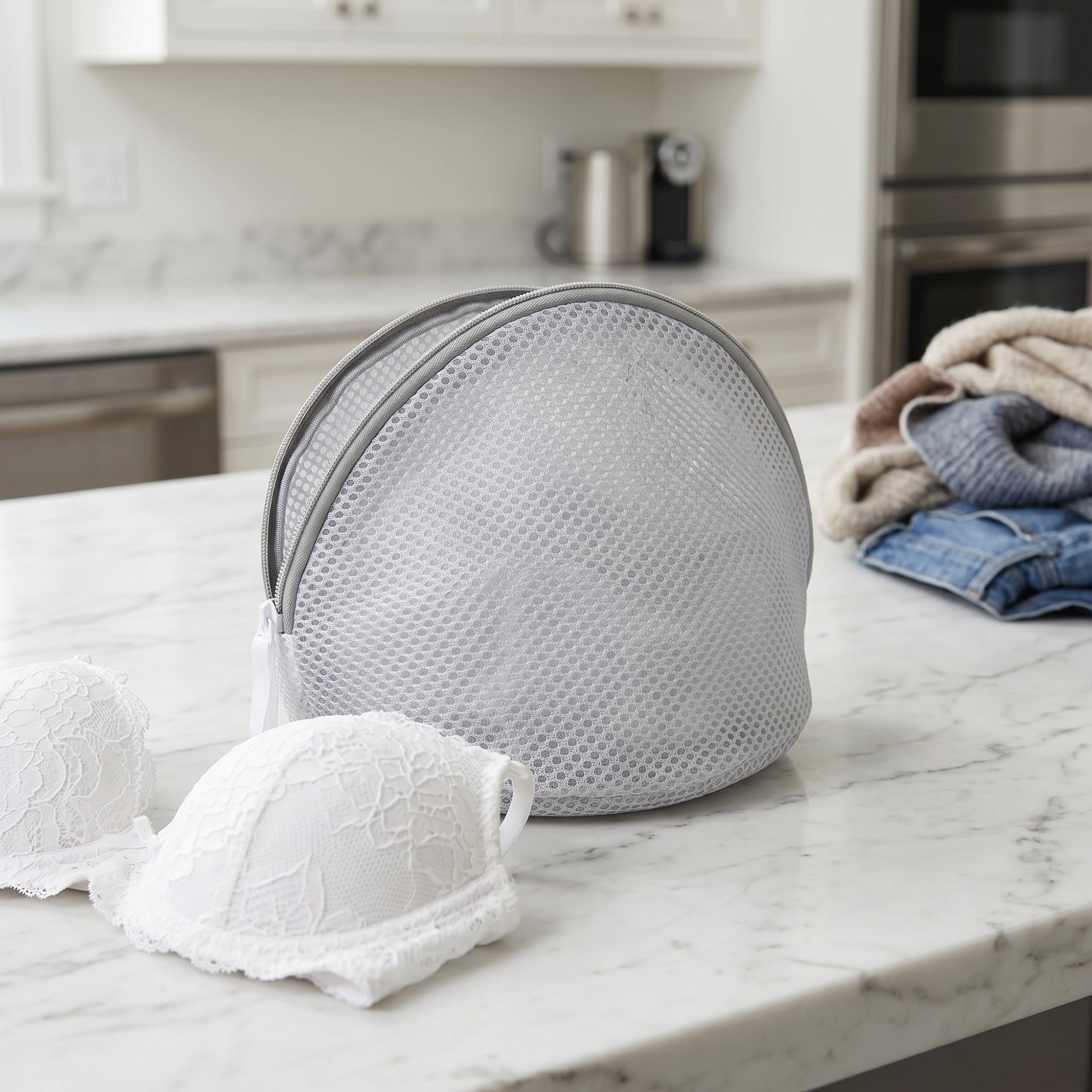 Unique Bargains 2Pcs Mesh Lingerie Bra Laundry Wash Bags for Delicates Gray 7.1" x 6.3"