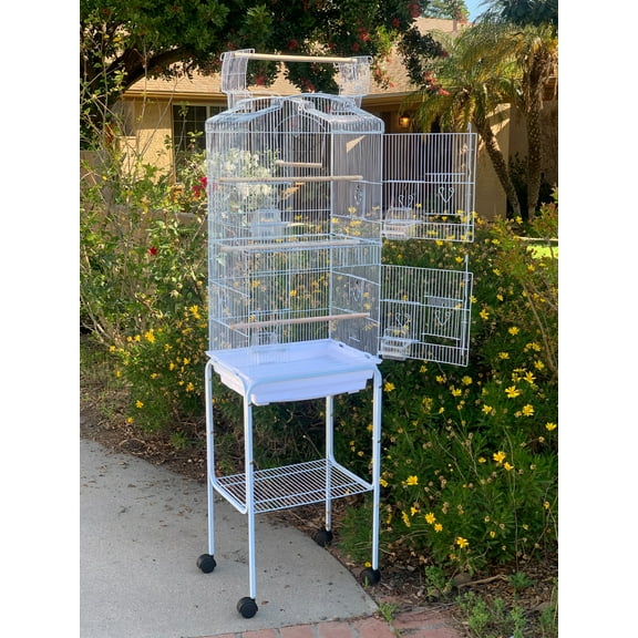 64-inch Large Open Top Parakeet Lovebirds Flight Cage with Rolling Stand for Finches Canaries Cockatiels Budgie Parrotlet Conures Pet Birdcage