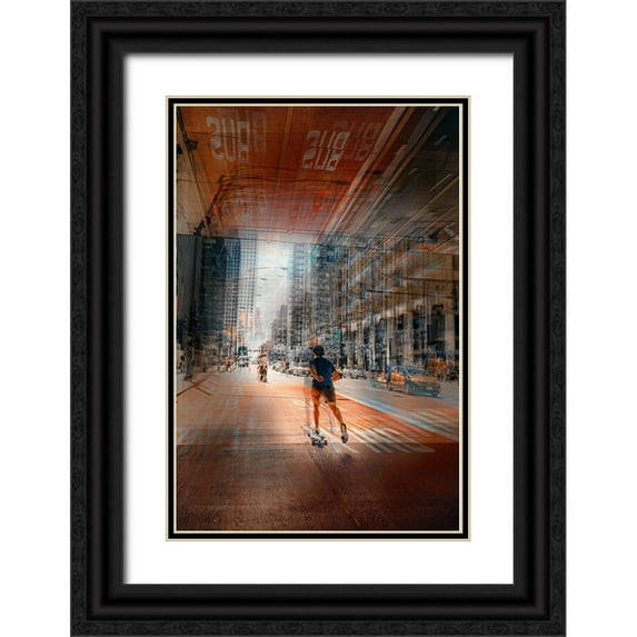 Chiriaco, Carmine 11x14 Black Ornate Wood Framed with Double Matting Museum Art Print Titled - Around the City