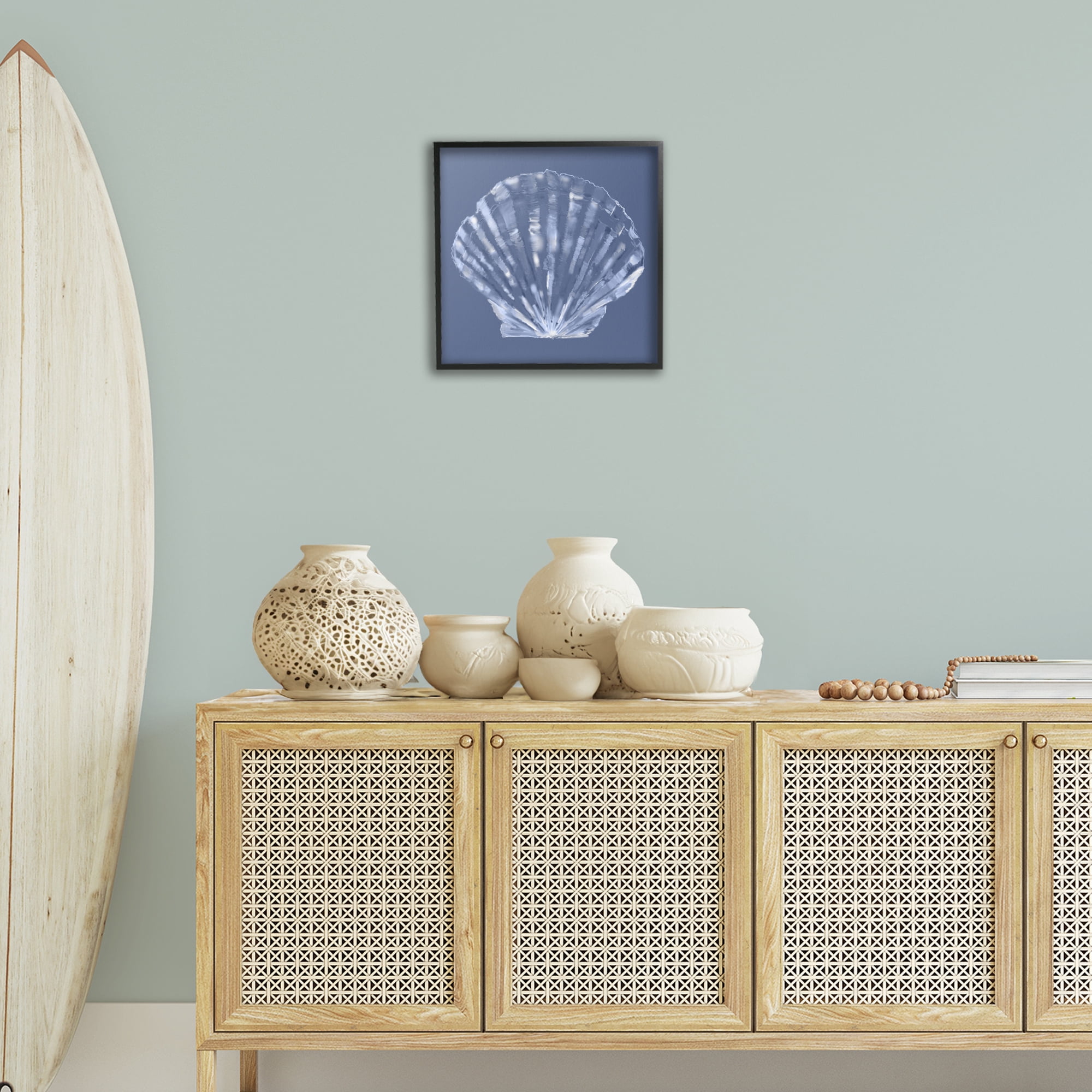 Stupell Industries Blue Nova Seashell Animals & Insects Painting Black Framed Art Print Wall Art, 17 x 17