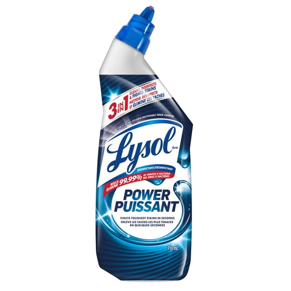 Lysol® Power Nettoyant pour cuvette de toilette, gel désinfectant avec 10 pouvoirs de nettoyage*, élimine l'eau dure et les taches de rouille, tue 99,9 % des germes, parfum frais et propre, 710 ml