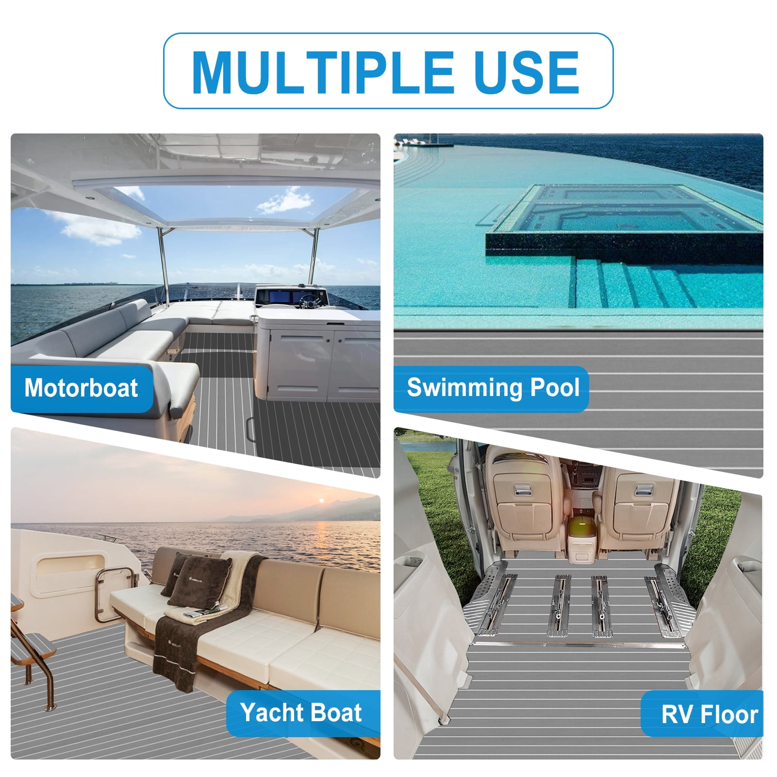 EVA Foam Boat Decking Sheets 15" x 94" - 7mm Thick Non-Slip Faux Teak Marine Flooring Mat for Kayak RV Yacht Motorboat Skateboard Skimboard Step Pool Garden