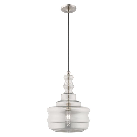 Livex Lighting  1-light Mini Pendant, 41239, 41225, 41246 Brushed Nickel & Smoke Glass Brushed Nickel