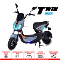 thumbnail image 2 of Bicimoto Eléctrica BIKEON TWIN MAX Azul 1000W 60V 20Ah, hasta 40km/h y 50km Autonomía, Suspensión Delantera Avanzada, Frenos de Disco y Tambor, Llantas 90/80-10 Tubeless, Luces LED, 2 of 9