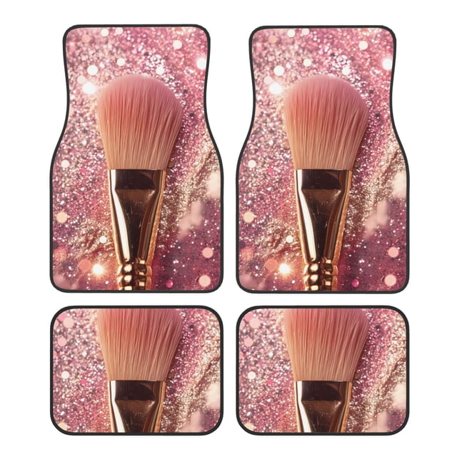 Lsque Tapis de Sol 4 Pcs à Paillettes Roses, Doublures en Caoutchouc Résistantes, Design Antidérapant, Protection Automobile Toutes Saisons, Véhicules, Voitures, Camions et SUV