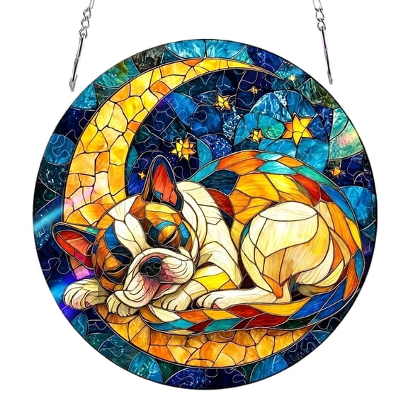 Acrylic Jigsaw Puzzle Suncatcher, Acrylic Puzzle Suncatcher, Acrylic Jigsaw Puzzle, 83 Pieces Sun Catcher Stained Glass for Home Decor (dog)